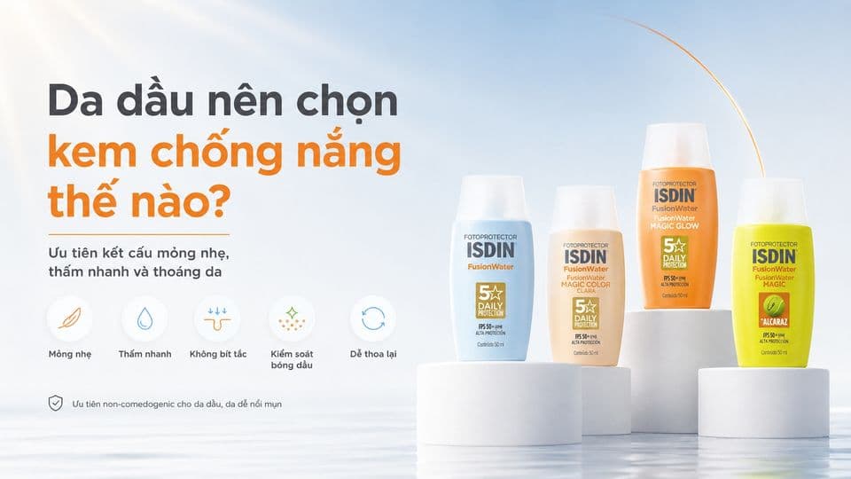 Kem chống nắng ISDIN cho da dầu: Nên chọn loại nào?