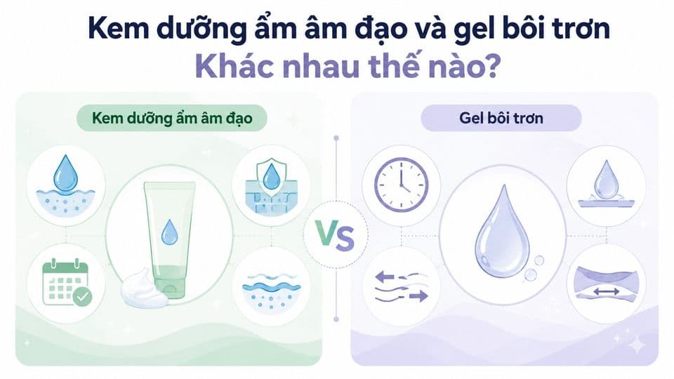 Kem dưỡng ẩm âm đạo và gel bôi trơn khác nhau thế nào?