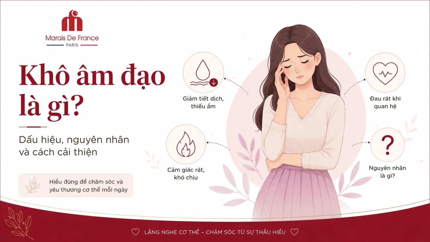 Khô âm đạo là gì? Dấu hiệu, nguyên nhân và cách cải thiện an toàn