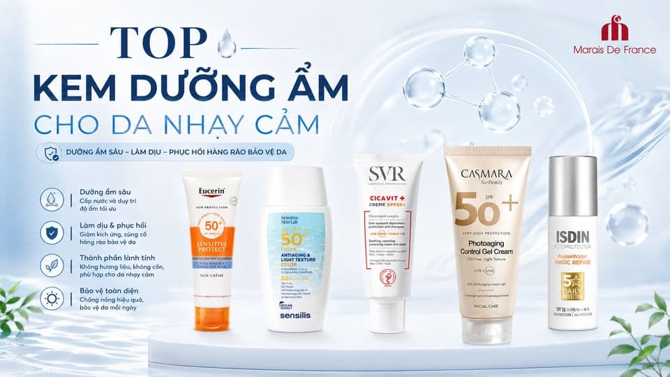 Top 7 kem chống nắng cho da nhạy cảm dễ chọn