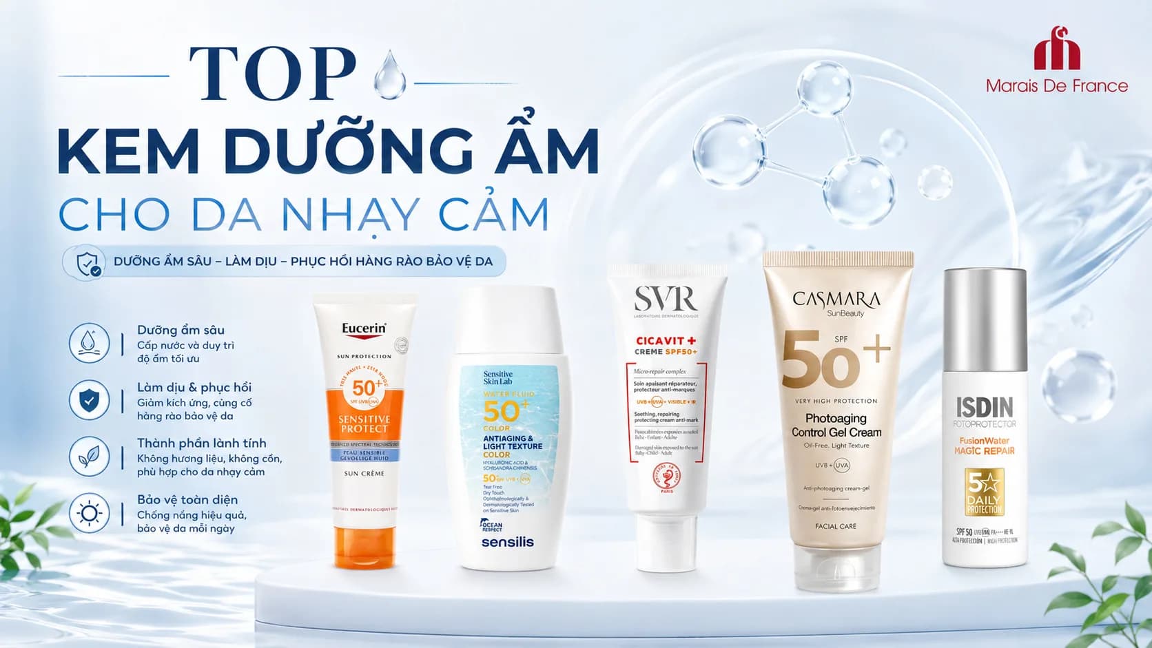 Top 7 kem chống nắng cho da nhạy cảm dễ chọn