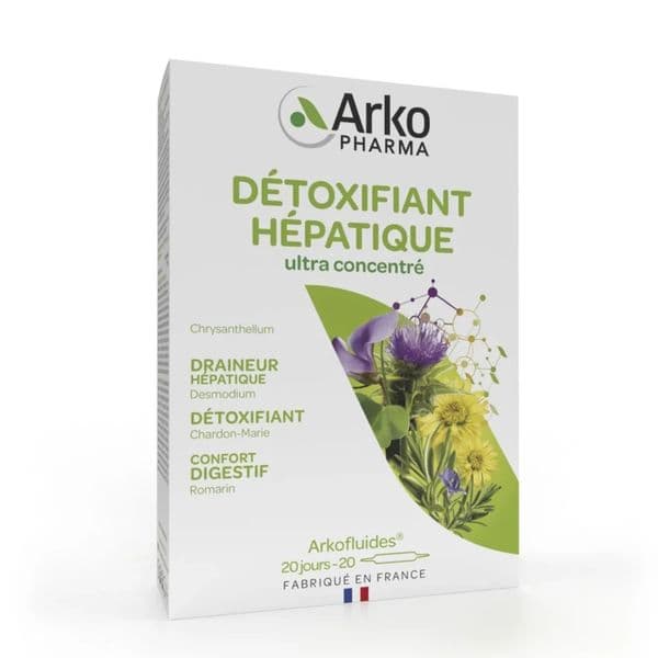 Nước Uống Giải Độc Gan Arkopharma Arkofluides Detoxifiant Hepatique Của Pháp, 20 ống