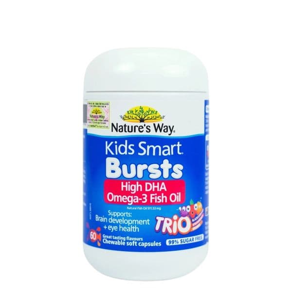 Viên Nhai Dầu Cá Cho Bé Nature's Way Kids Smart Omega-3 Fish Oil Trio