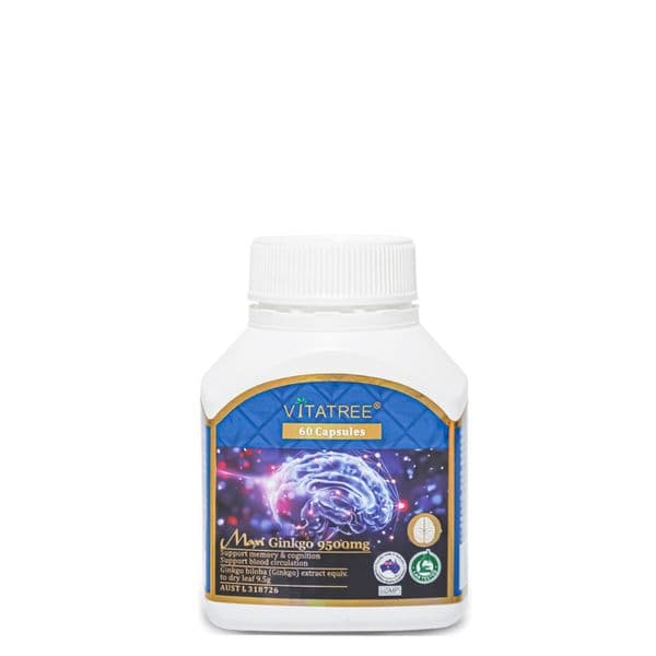 Viên uống bổ não và tim mạch Vitatree Ginkgo Plus 6000 with Q10 50mg