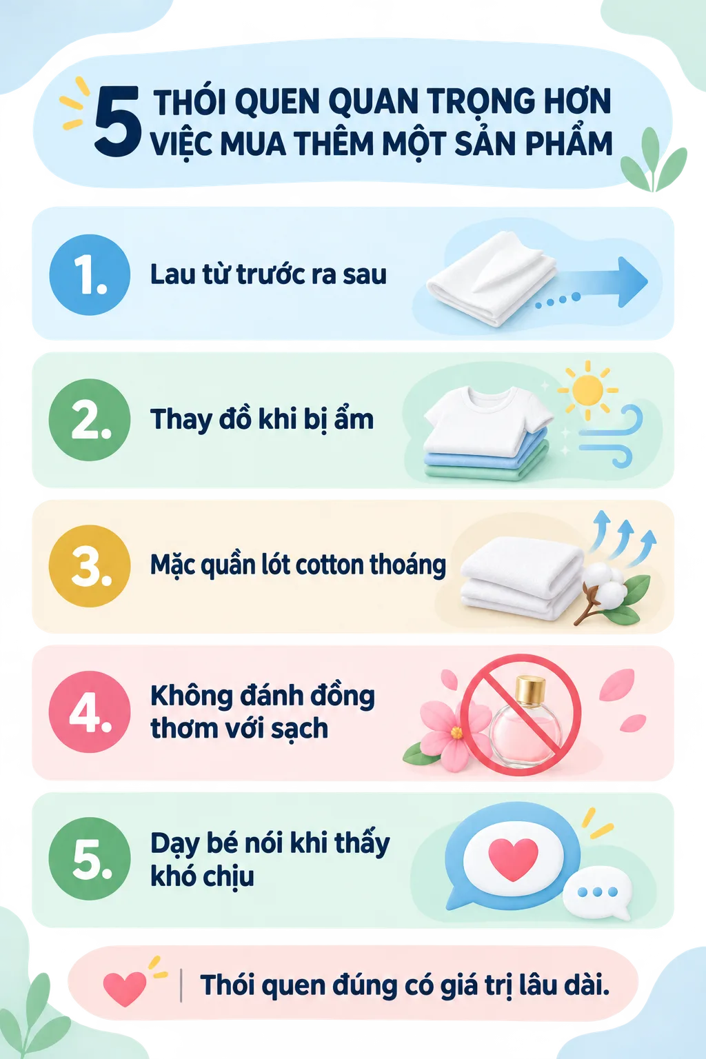 5 thói quen vệ sinh quan trọng cho bé gái