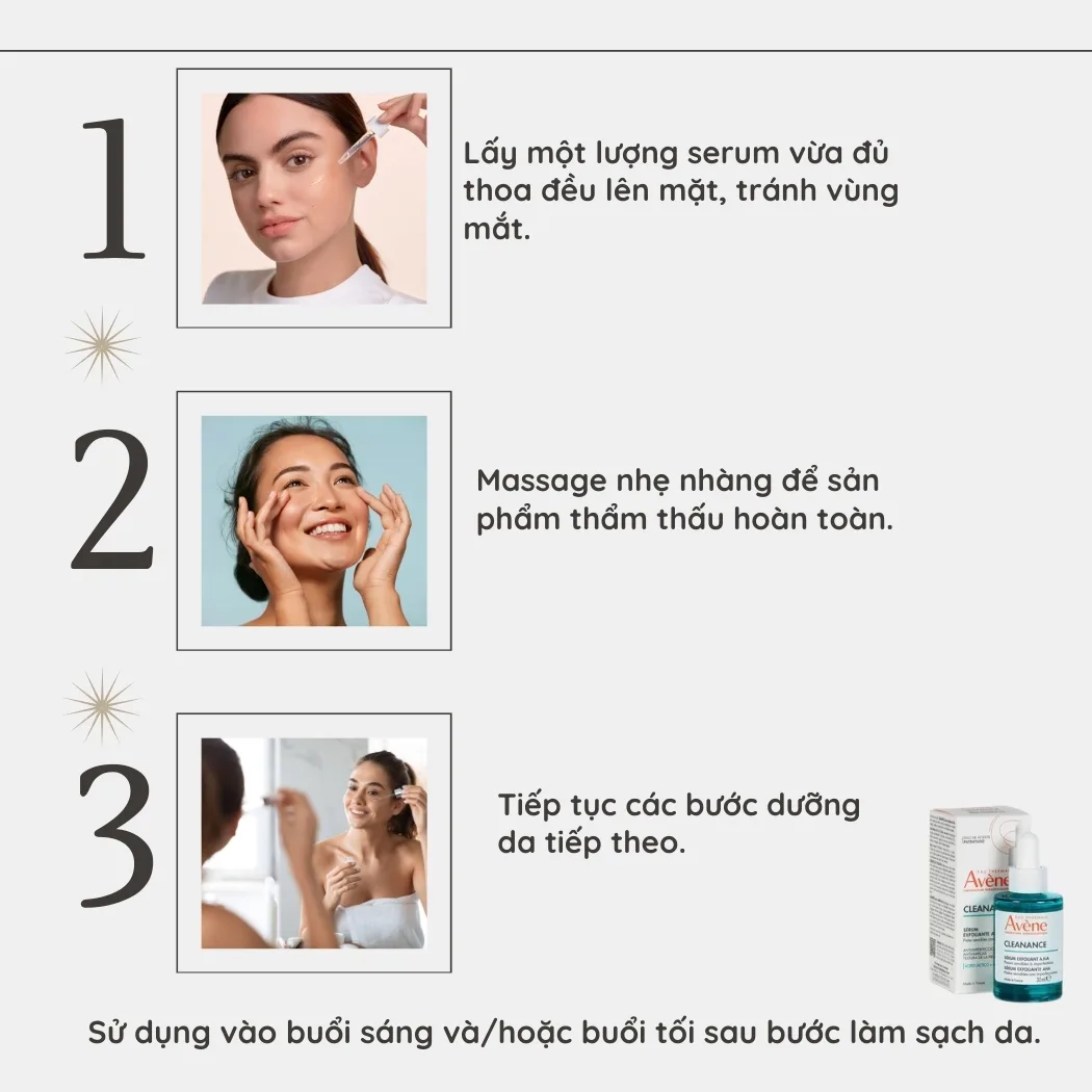 Cách sử dụng serum Avene AHA Exfoliating