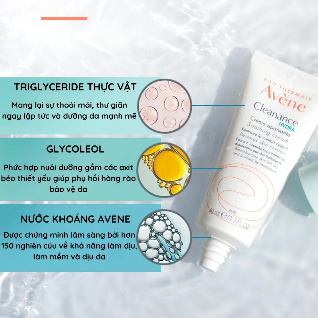 Thành phần sản phẩm Avene Cleanance HYDRA Soothing Cream