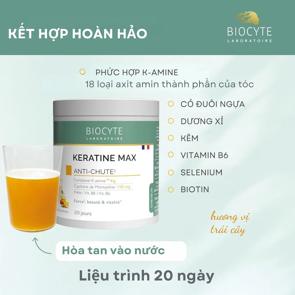Bột Uống Giảm Rụng Tóc Biocyte Keratine Max Anti-Chute 240g