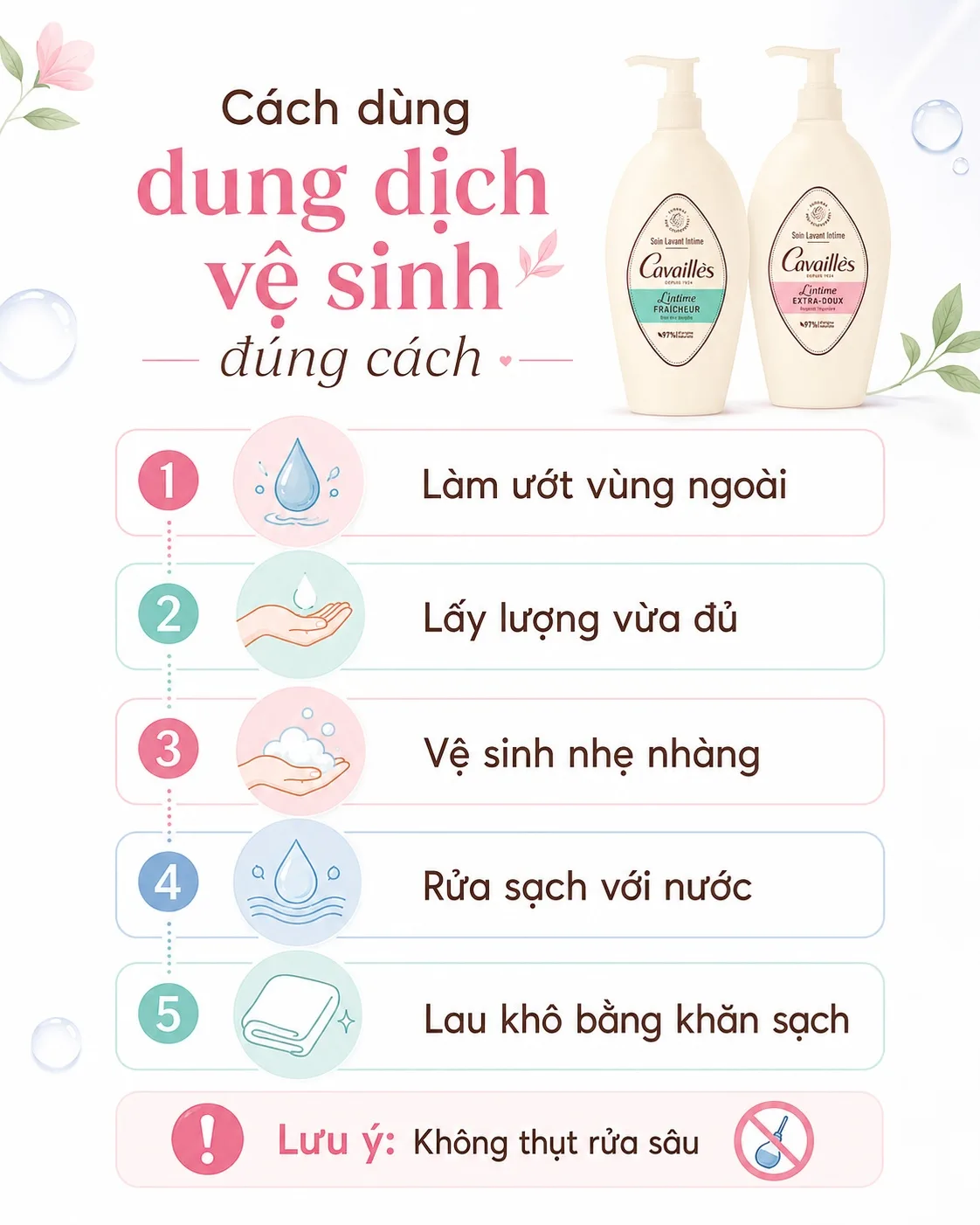 Cách sử dụng dung dịch vệ sinh Cavailles chuẩn