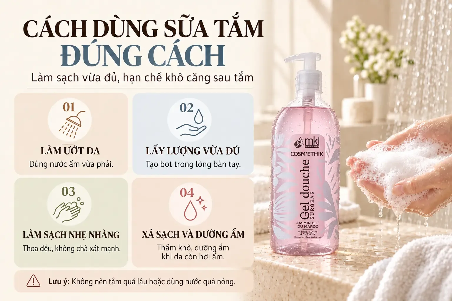 Cách sử dụng sữa tắm đúng cách