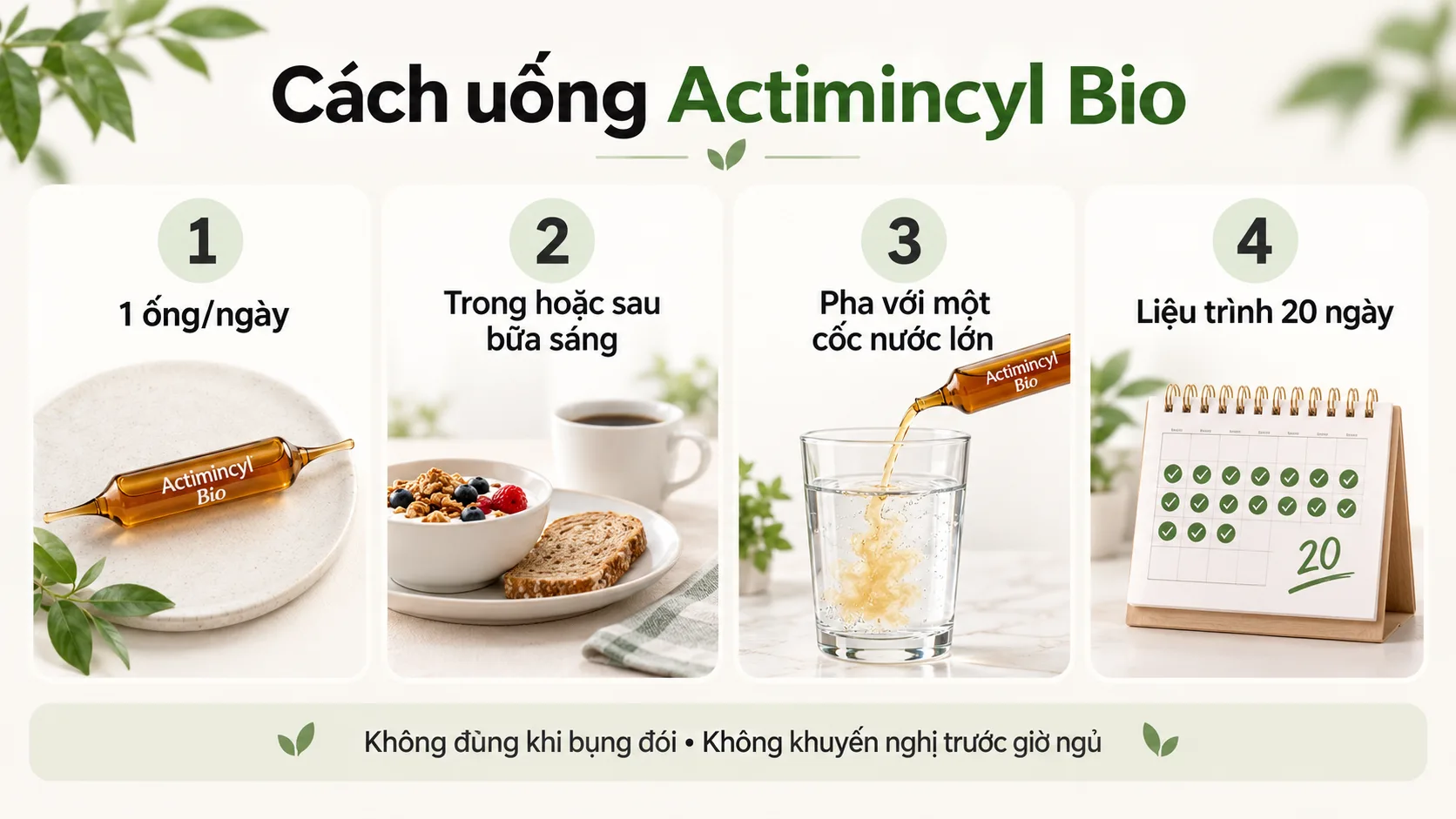 Cách uống Superdiet Actimincyl Bio 1 ống mỗi ngày trong hoặc sau bữa sáng
