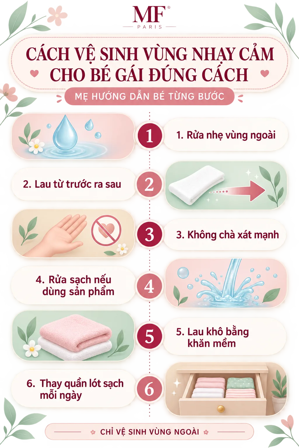 Cách vệ sinh vùng nhạy cảm cho bé gái đúng cách tại nhà