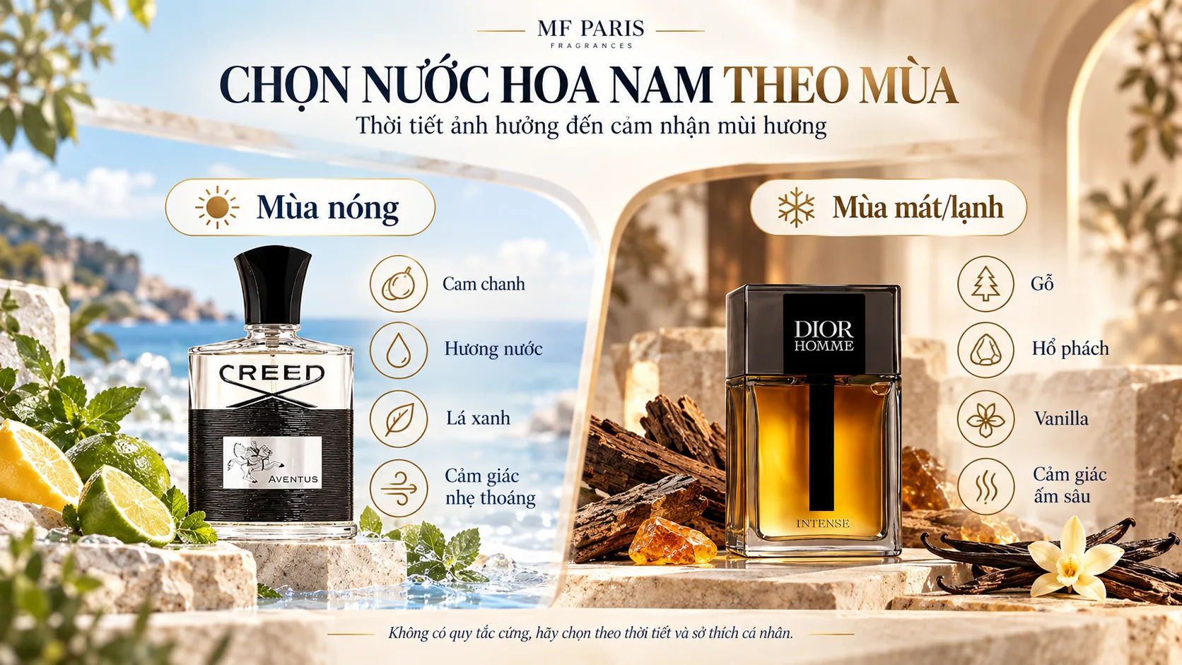 Cách chọn nước hoa nam phù hợp theo mùa và thời tiết Cách chọn nước hoa nam phù hợp theo mùa và thời tiết