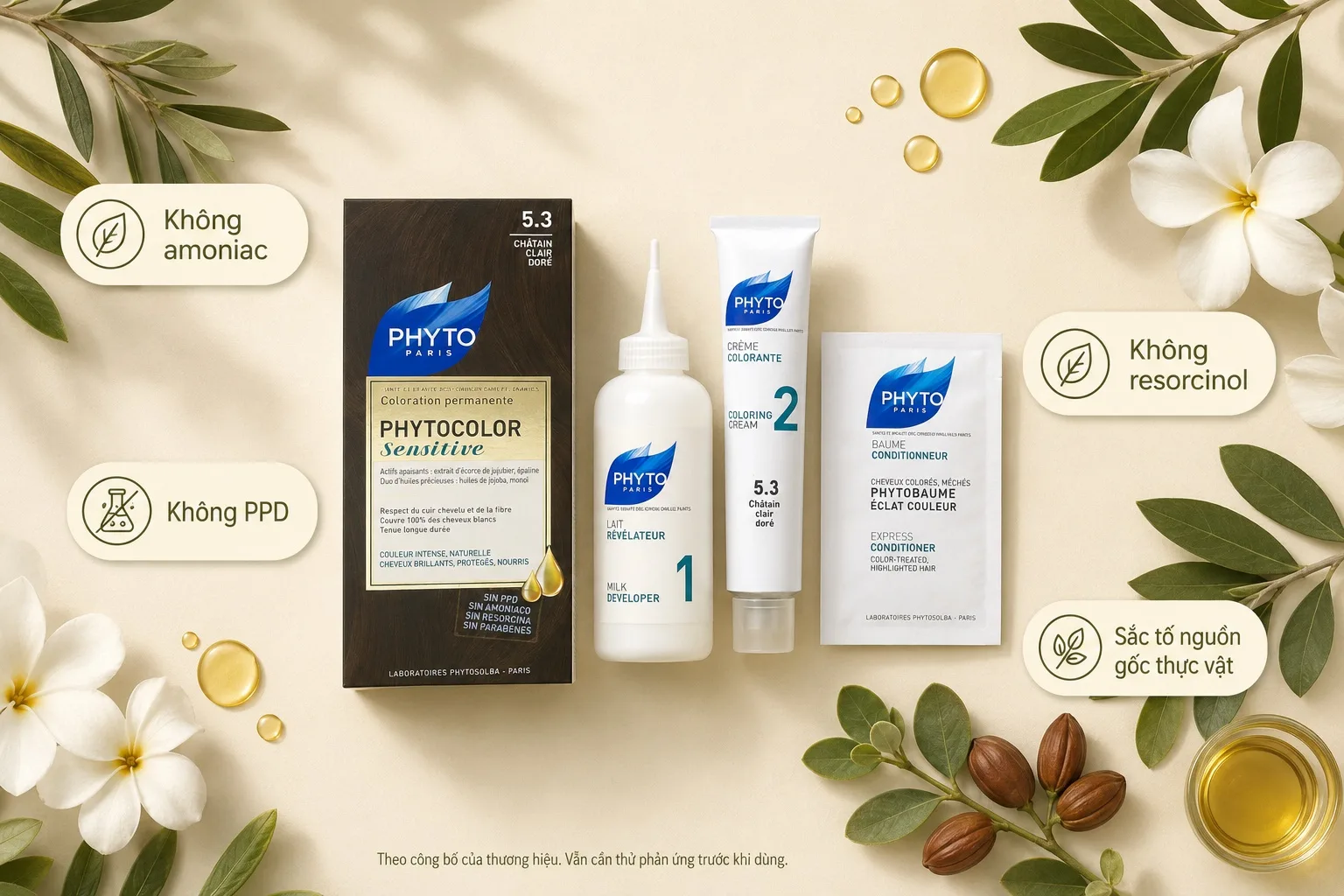 Thuốc nhuộm tóc PhytoColor với công thức không amoniac, không PPD và không resorcinol