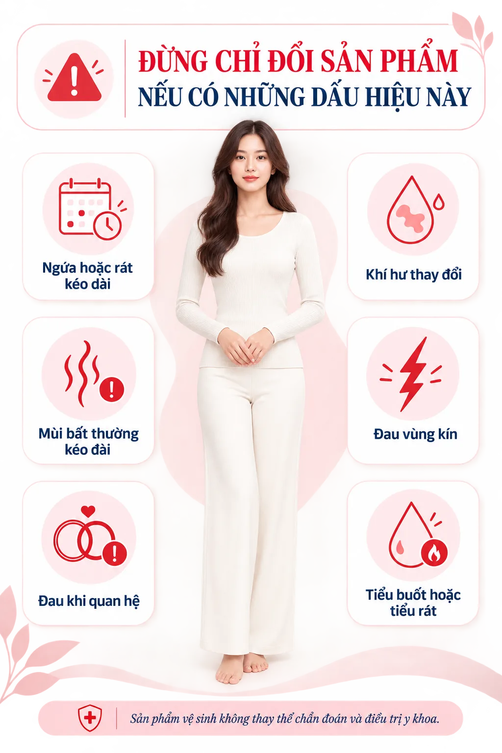 Các dấu hiệu vùng kín bất thường như ngứa rát, khí hư thay đổi và mùi kéo dài nên được thăm khám