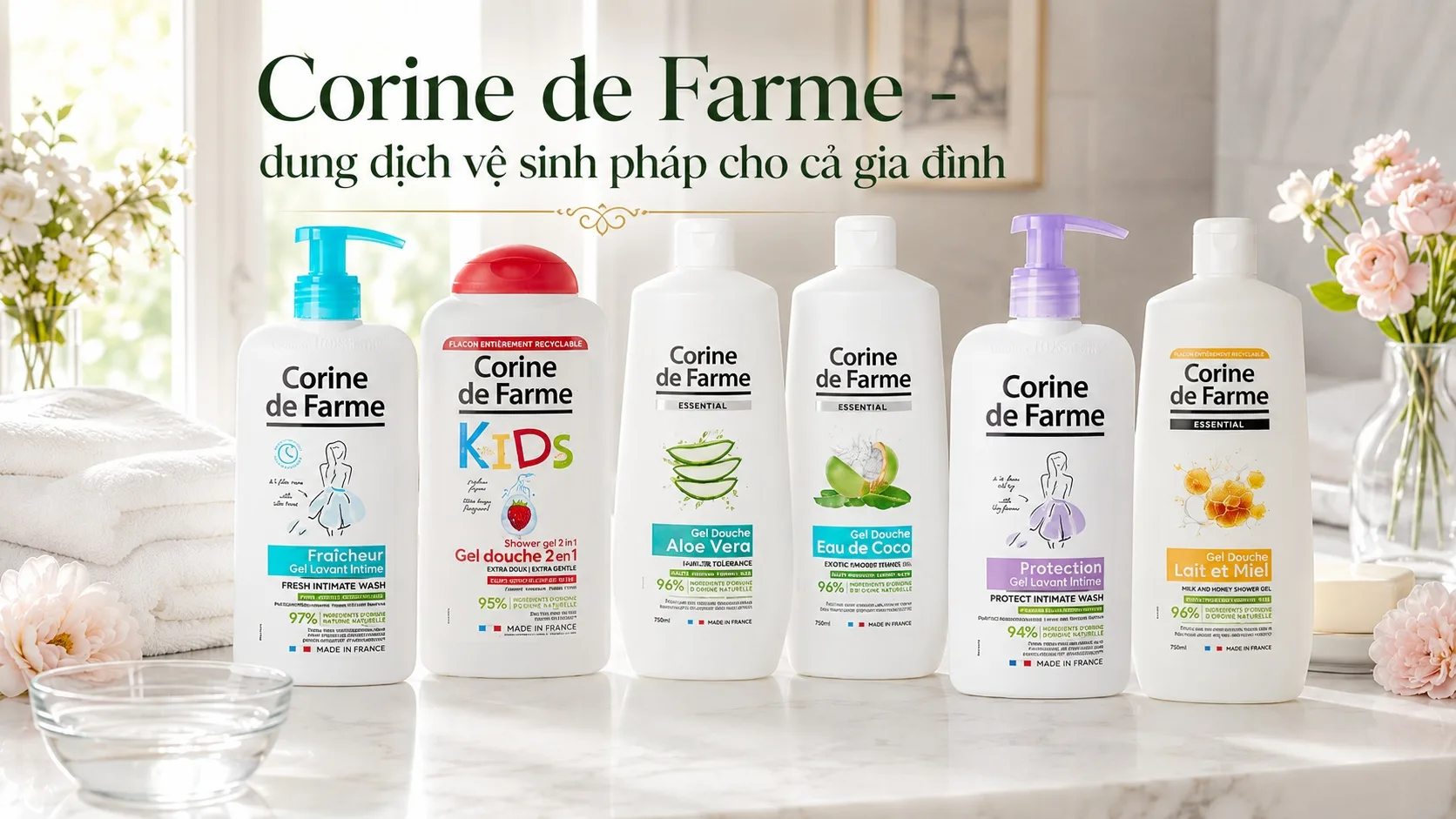 Dung dịch vệ sinh phụ nữ Corine de Farme của Pháp