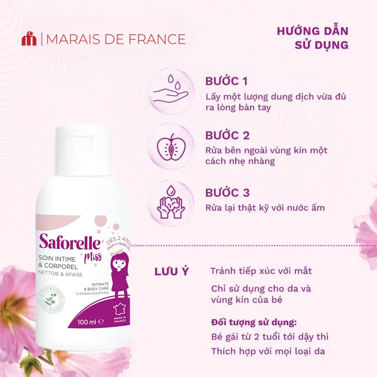 Dung Dịch Vệ Sinh Saforelle Cho Bé 250ml