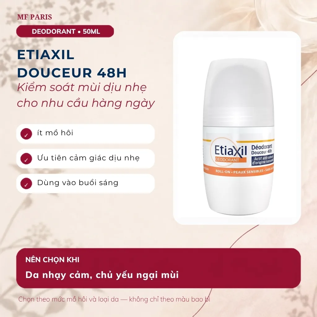 Lăn khử mùi Etiaxil Douceur 48H 50ml dành cho người ít mồ hôi