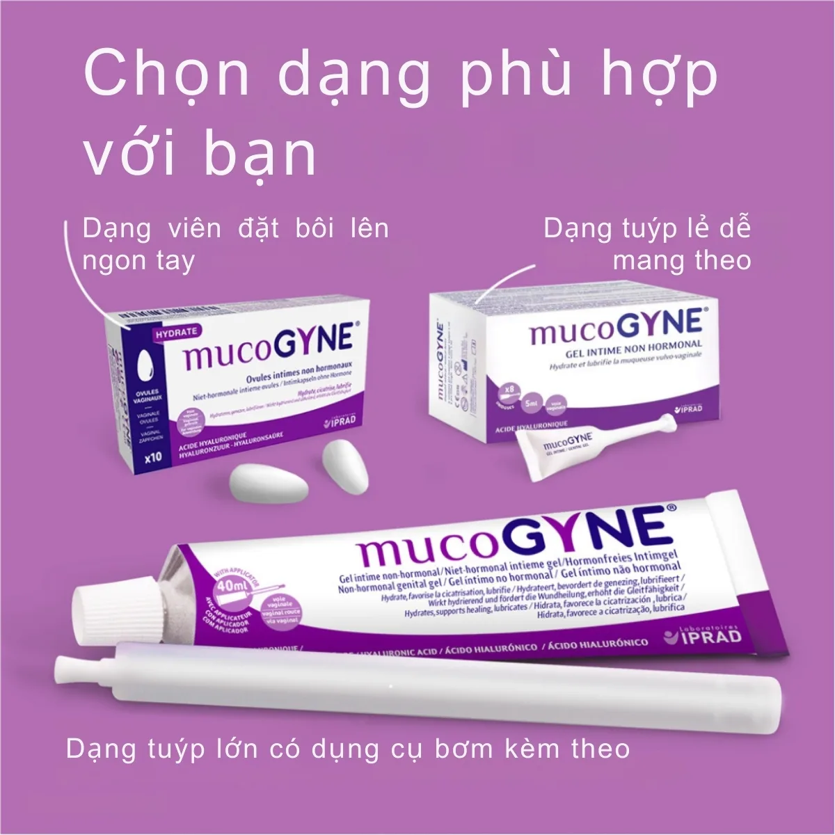 gel đặt phụ khoa Mucogyne có mấy loại