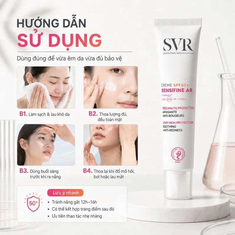 Hướng dẫn sử dụng Kem Chống Nắng SVR Sensifine AR SPF50+