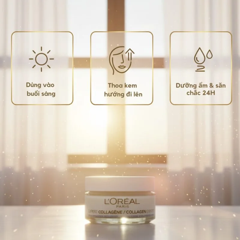 Hướng dẫn sử dụng Kem Dưỡng Chống Lão Hóa L'ORÉAL Paris Collagen Expert