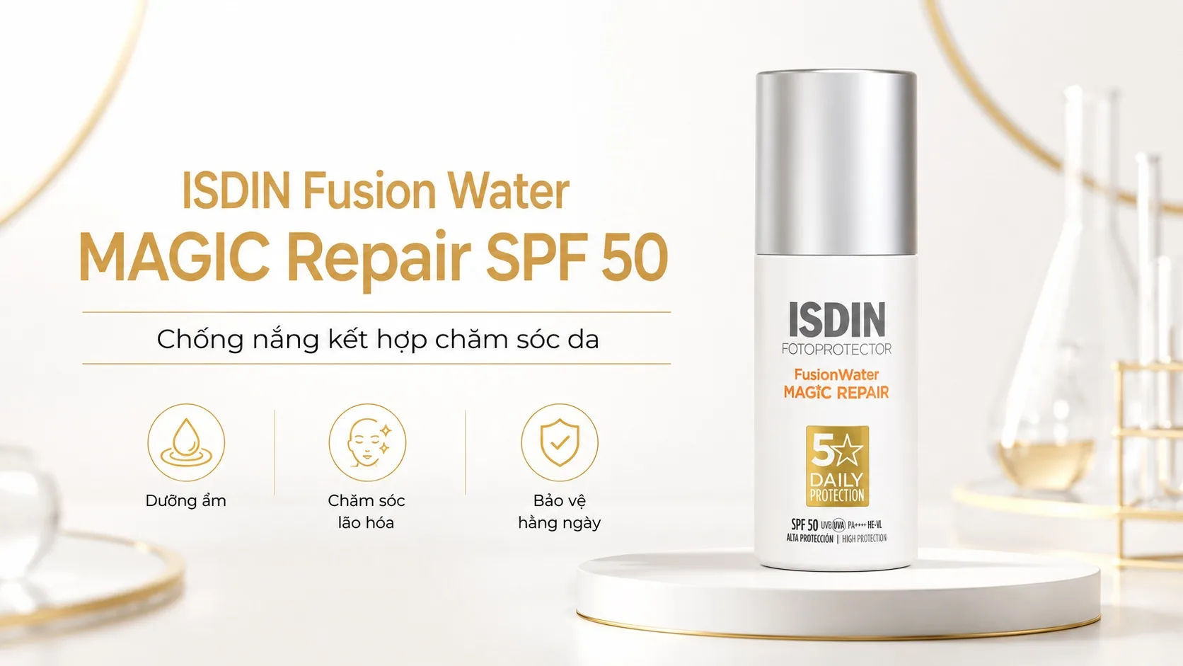 Kem chống nắng ISDIN Fusion Water MAGIC Repair SPF 50