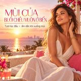 Hoa đại trắng và bãi cát ấm minh họa hương nước hoa Miami Sunset