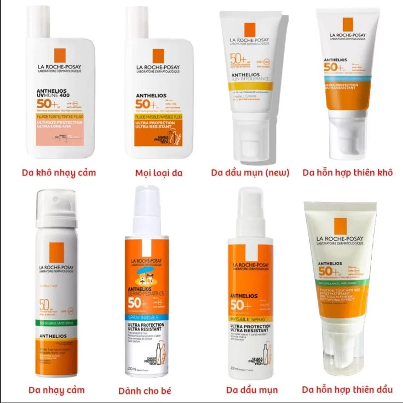 Kem chống nắng la roche posay có mấy loại?