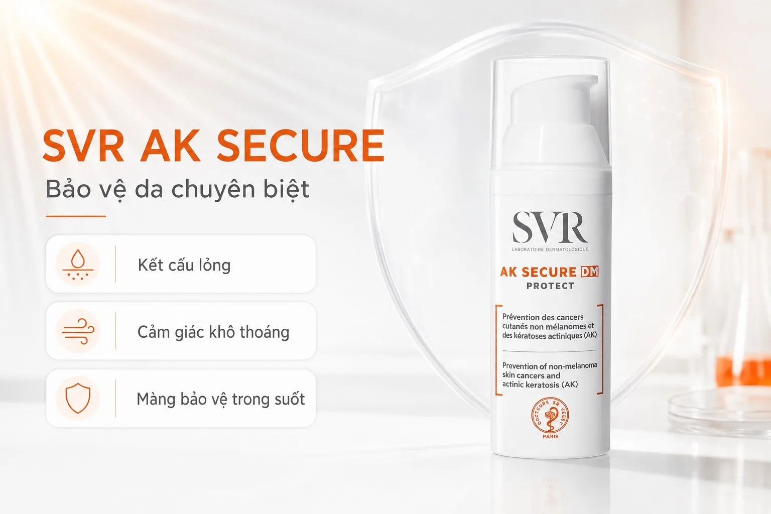 Kem chống nắng SVR AK Secure DM Protect bảo vệ da chuyên biệt