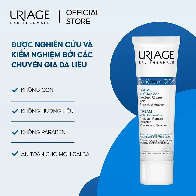 Ưu Điểm Kem Dưỡng Ẩm Phục Hồi Da Uriage Bariederm CICA