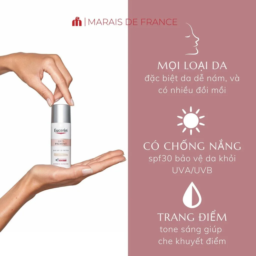 Kem Dưỡng Da Ban Ngày Eucerin Anti-Pigment Day SPF30 Tinted Light