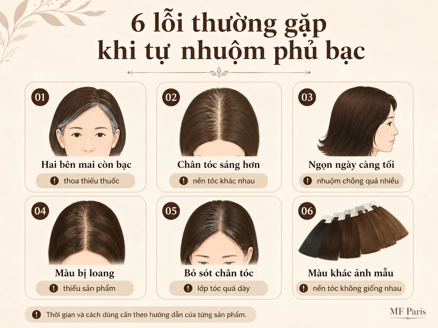 Sáu lỗi thường gặp khi tự nhuộm tóc phủ bạc tại nhà