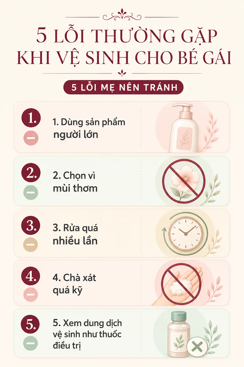 Những lỗi thường gặp khi vệ sinh vùng nhạy cảm cho bé gái