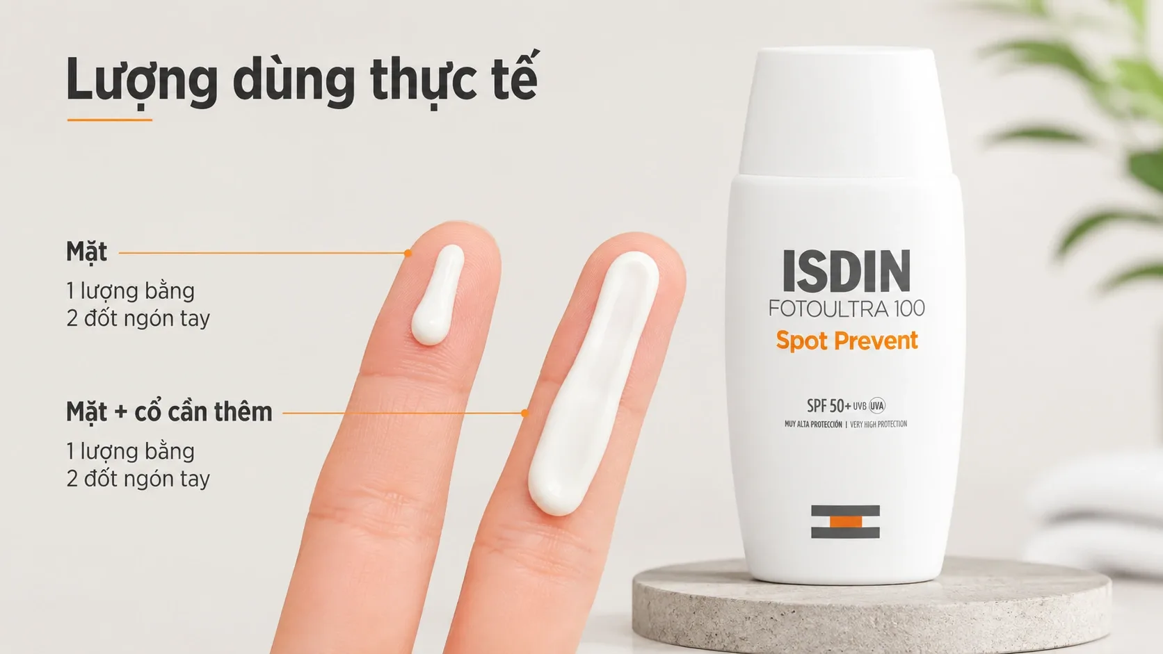 Lượng kem chống nắng ISDIN nên dùng cho khuôn mặt