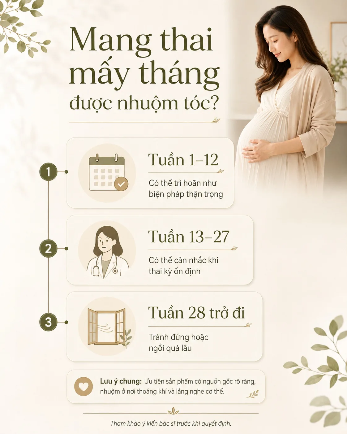 Dòng thời gian về thời điểm mẹ bầu có thể cân nhắc nhuộm tóc trong thai kỳ
