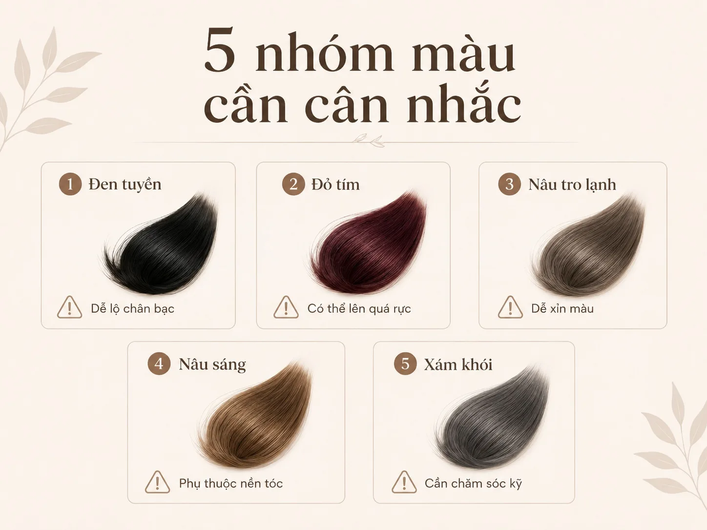5 nhóm màu cần cân nhắc khi tóc bạc nhiều