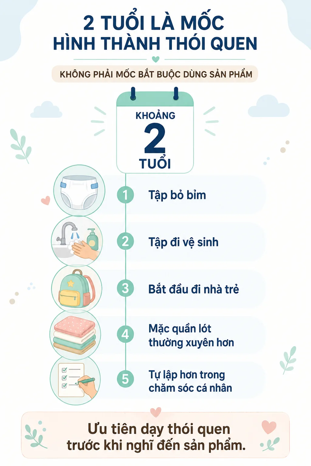 Mốc 2 tuổi trong việc hình thành thói quen vệ sinh cho bé gái