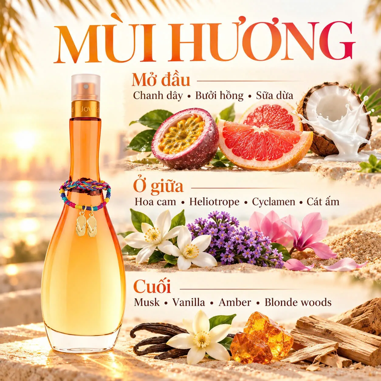 Sữa dừa bưởi và cam bergamot trong Jennifer Lopez Miami Sunrise