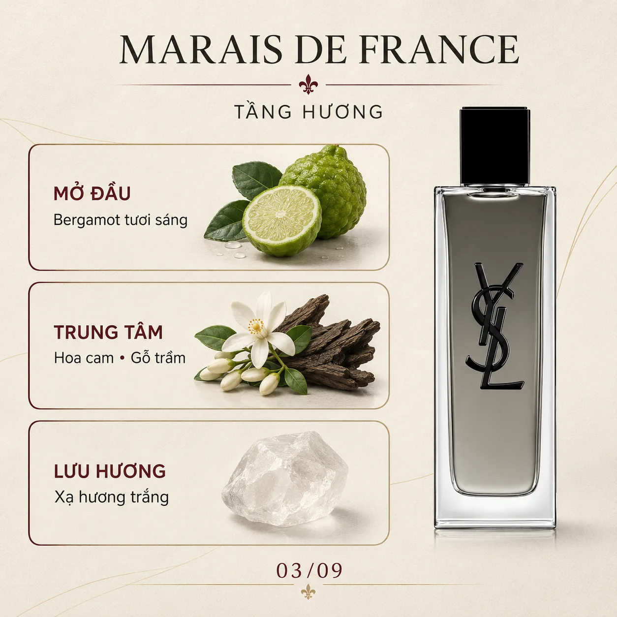 YSL MYSLF EDT Intense với cảm giác khoáng mát, hoa cam sáng và xạ hương trắng ôm sát da