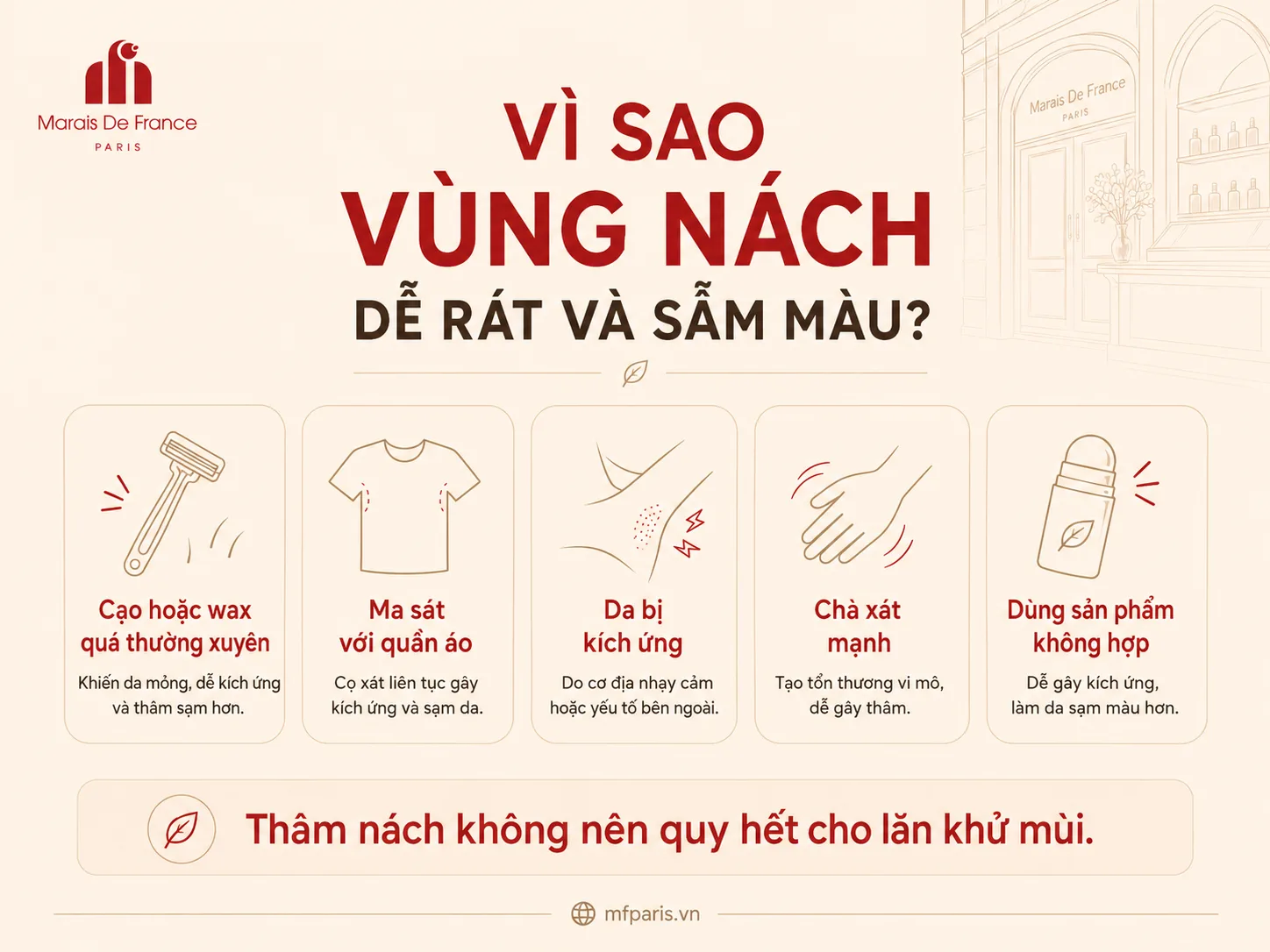 Các nguyên nhân thường gặp khiến vùng nách dễ kích ứng và sẫm màu