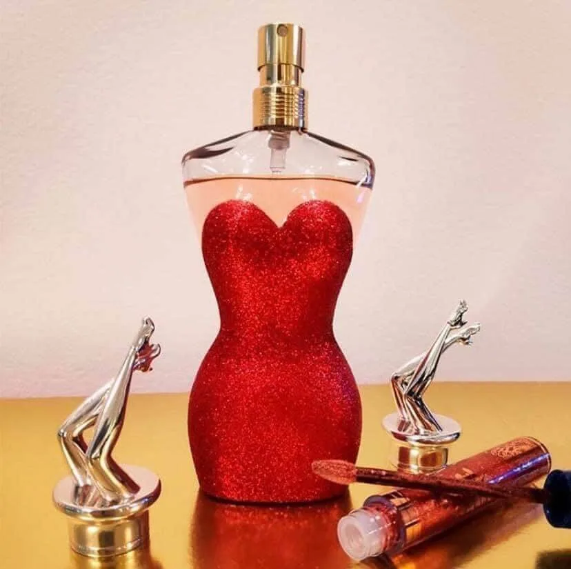 Chai nước hoa Jean Paul Gaultier hình chiếc váy đỏ kim tuyến