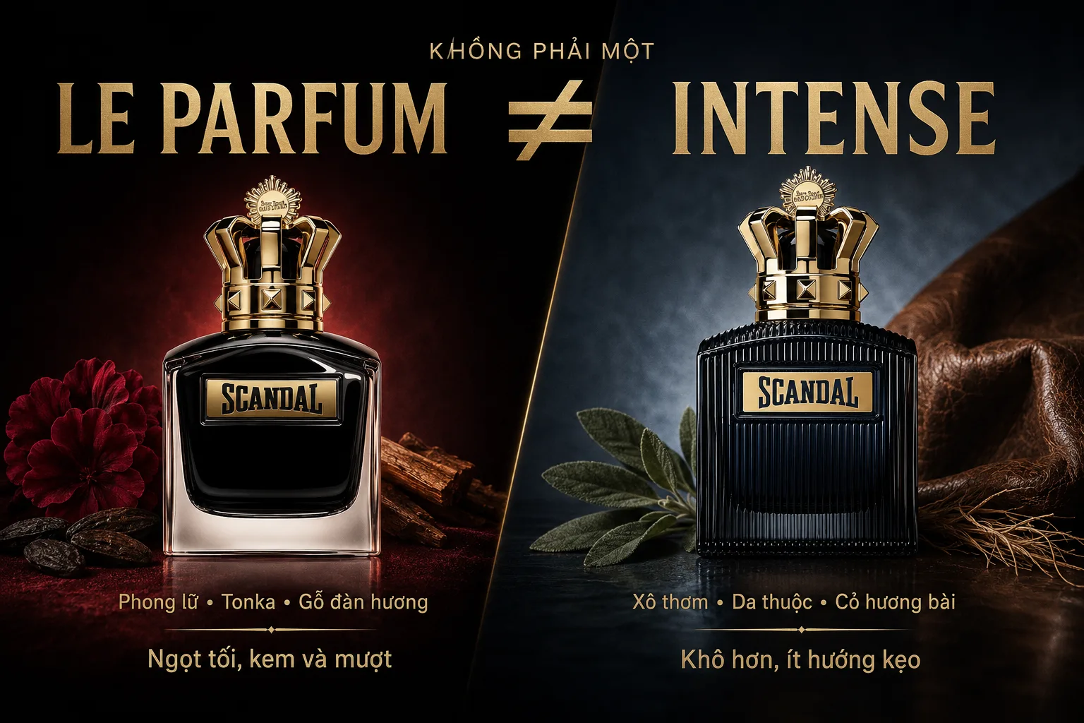So sánh Scandal Pour Homme Le Parfum và Scandal Pour Homme Intense