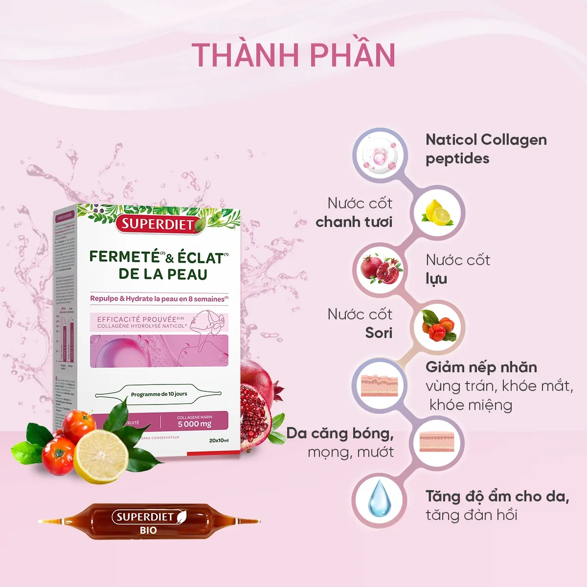 Thành phần của Nước Uống Bổ Sung Collagen Superdiet 5000mg