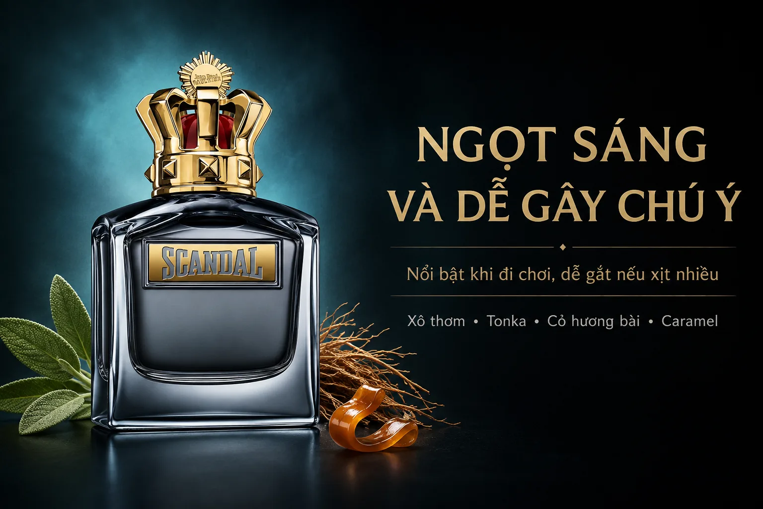 Scandal Pour Homme EDT với xô thơm, đậu tonka và cỏ hương bài