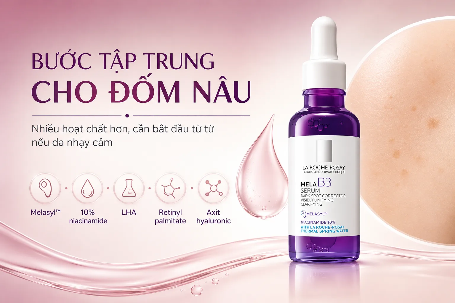Serum La Roche-Posay Mela B3 chứa Melasyl và 10 phần trăm niacinamide