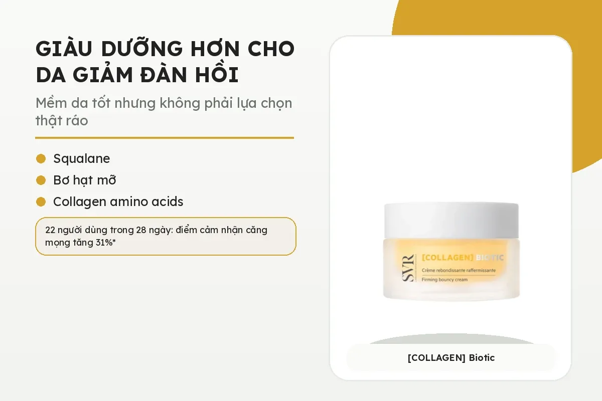 SVR Collagen Biotic giàu squalane và bơ hạt mỡ cho da giảm đàn hồi