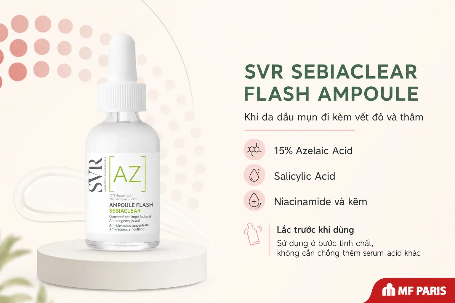 SVR Sebiaclear Flash Ampoule cho da dầu mụn và thâm sau mụn