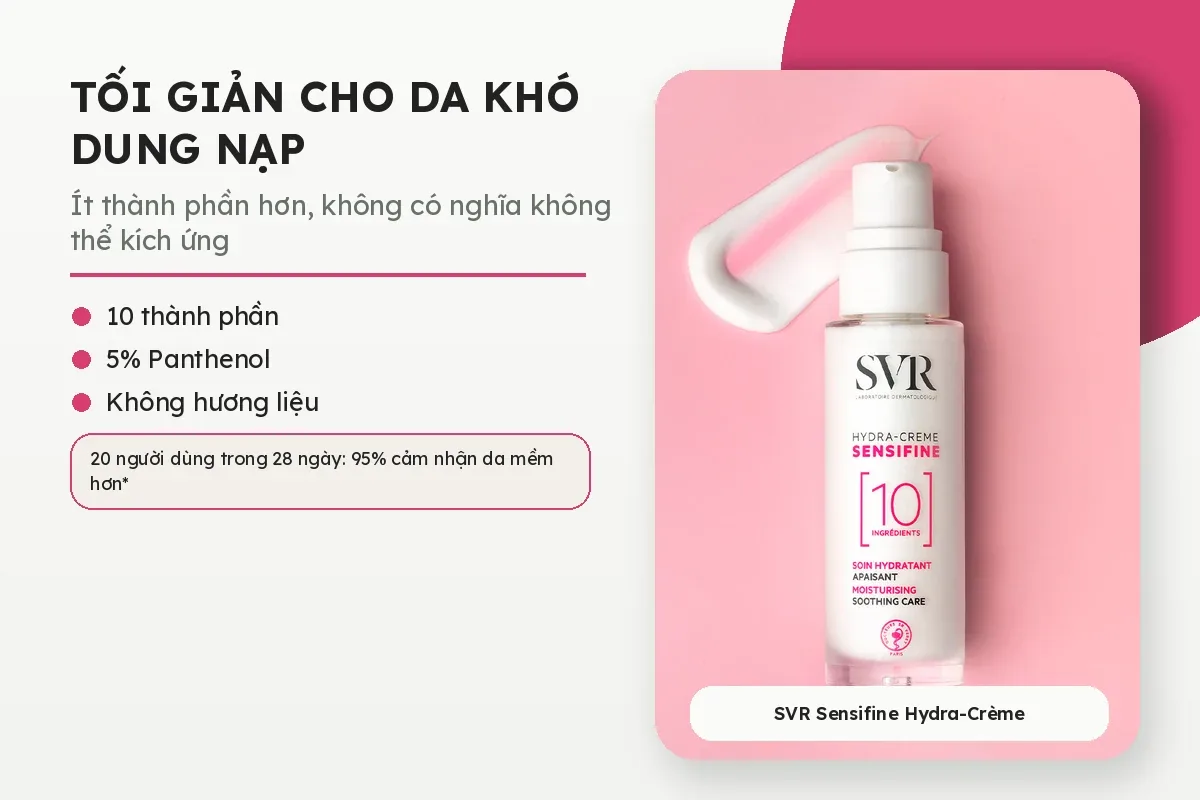 SVR Sensifine Hydra-Crème với 10 thành phần và 5 phần trăm panthenol