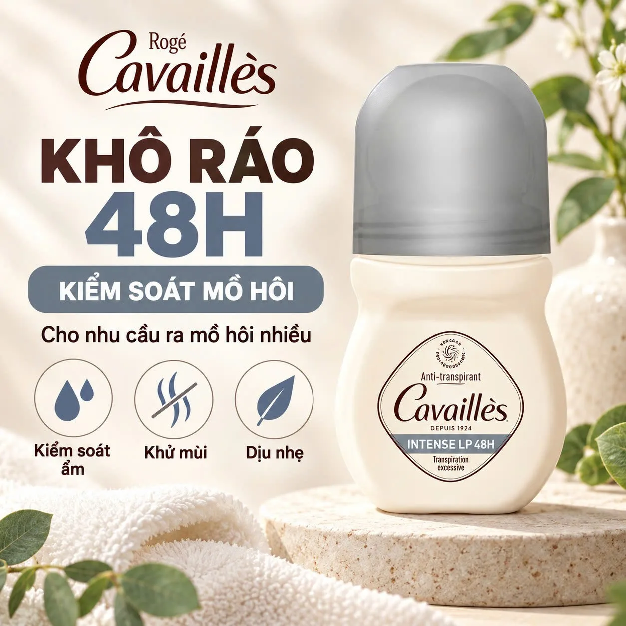 Roge Cavailles Intense-LP hỗ trợ kiểm soát mồ hôi vùng nách đến 48 giờ