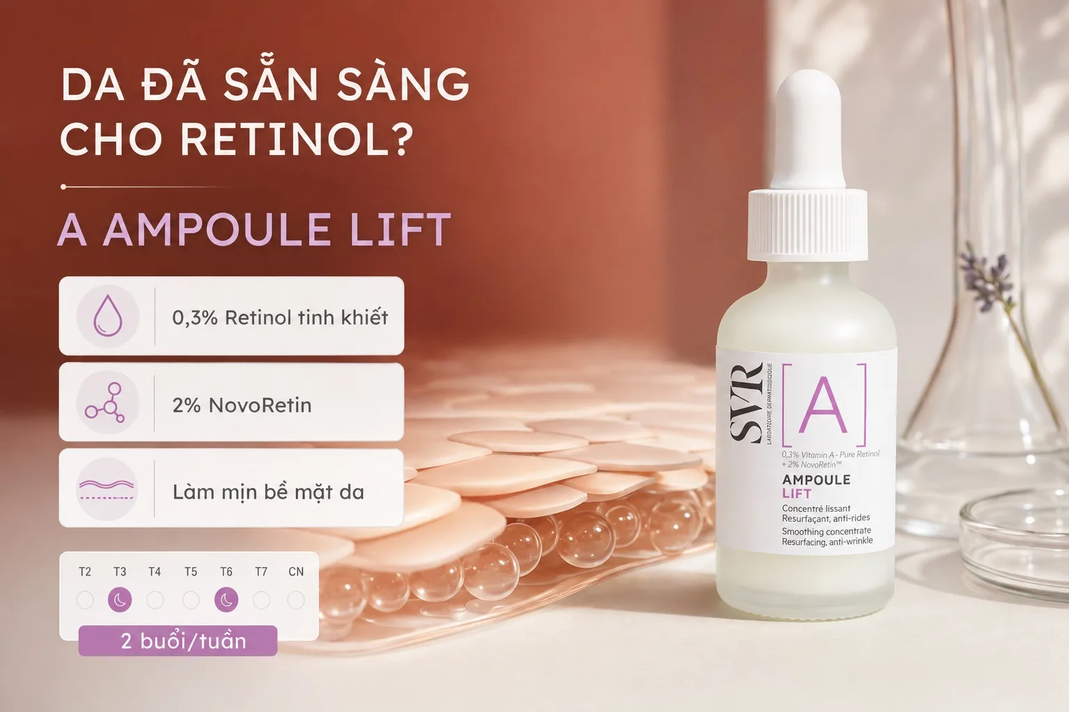 Serum retinol SVR A Ampoule Lift cho da có dấu hiệu lão hóa